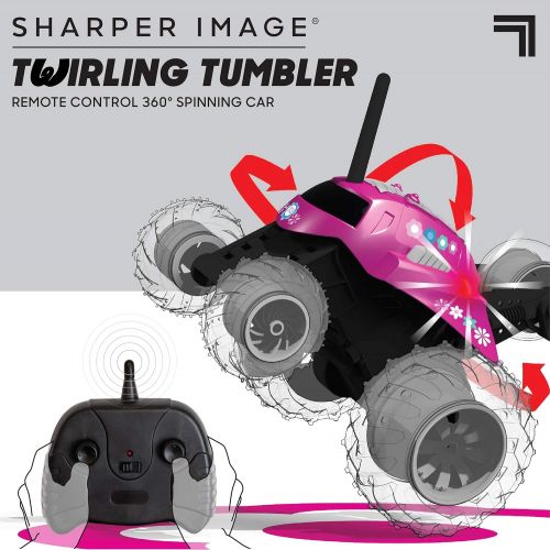  SHARPER IMAGE Thunder Tumbler Toy RC Car for Kids, Remote Control Monster Spinning Stunt Mini Truck for Girls and Boys, Racing Flips and Tricks with 5th Wheel, 49 MHz Teal