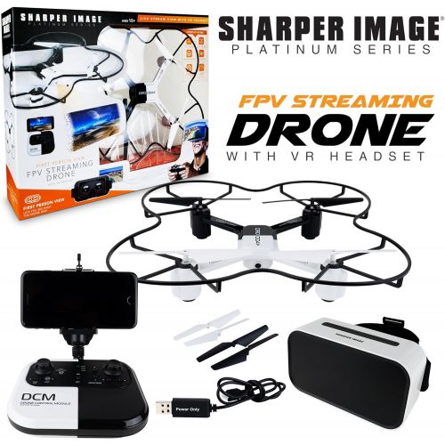  Sharper Image SHARPER IMAGE DRO-004 Lunar Drone with Smartphone Viewing, Virtual Reality Platinum Series, 2.4GHz HD Streaming Video, 720p RC Quadcopter, Autopilot System  WhiteBlack