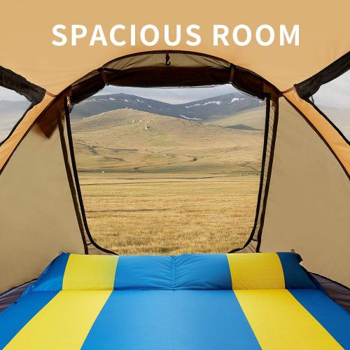  Shawa Outdoor Hewolf Camping Tents Pop-Up 2-4 Person - [Quick Set up] Instant Tent Waterproof Automatic Family Beach Tent Camp UV Protection for Dome Tent (Coffee, 2-3 Person)