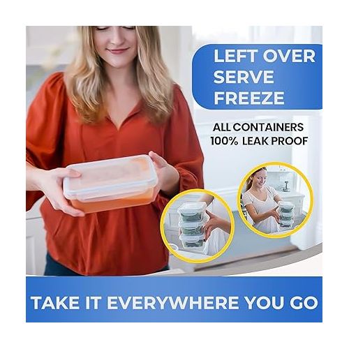  Shazo HUGE set 54 Pack Food Storage Containers with Airtight Lids, 27 containers+27 Lids, Meal Prep Snap Lids Lunch/Bento Box - BPA Free Freezer Safe - Kitchen Plastic Storage Container Set
