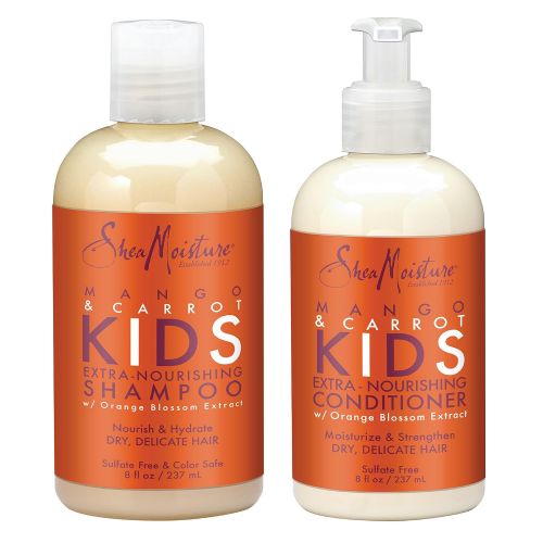  Shea Moisture SheaMoisture Mango & Carrot KIDS, Extra-Nourishing, Shampoo and Conditioner, Orange Blossom Extract, Dry, Delicate Hair, 8 fl oz Each