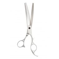 ShearsDirect Japanese 440 Stainless Steel 26 Teeth Curved Thinning Shear with Offset Handle, 7.5