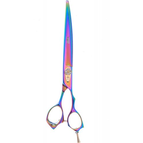  ShearsDirect Japanese 440C Stainless Steel Curved Rainbow Titanium Shear, 8-Inch