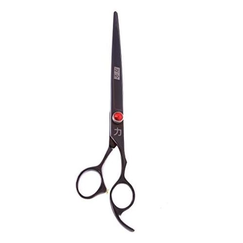  ShearsDirect Professional Black Titanium Cutting Shears Off Set Handle Design with Anatomic Thumb and Gem Stone Tension, 8.0-Inch