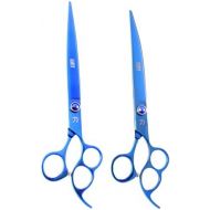 ShearsDirect SET-PS-4N 2 Piece Japanese Stainless Steel Straight & Curved Shear, 8, BlueTitanium
