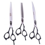 ShearsDirect 40 3 Tooth Blender Shear Set, Includes 8.0-Inch Straight, 8.0-Inch Curved and 7.0-Inch