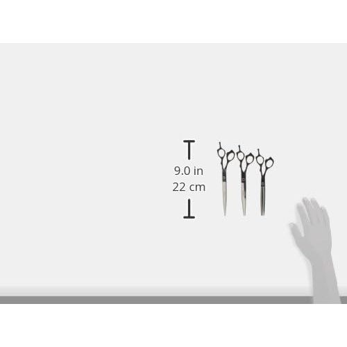  ShearsDirect 40 3 Tooth Blender Shear Set, Includes 8.0-Inch Straight, 8.0-Inch Curved and 7.0-Inch