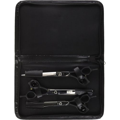  ShearsDirect 40 3 Tooth Blender Shear Set, Includes 8.0-Inch Straight, 8.0-Inch Curved and 7.0-Inch