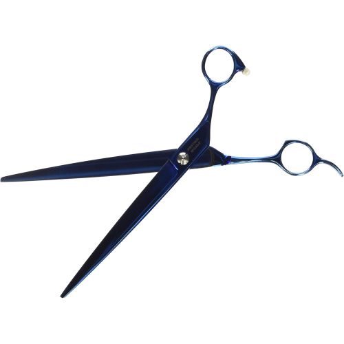  ShearsDirect Japanese 440C Blue Titanium Cutting Shear Off Set Handle Design Flat with Blue Tension, 8.0-Inch
