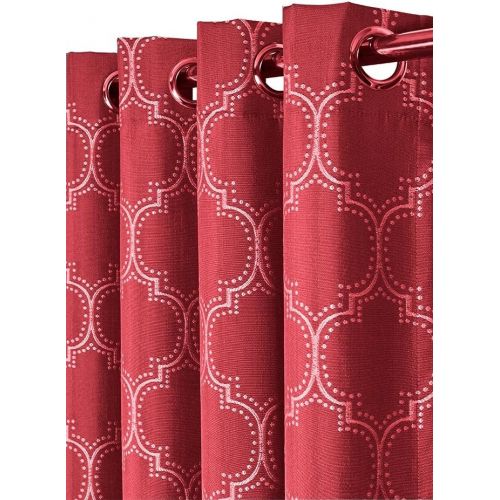  Sheetsnthings sheetsnthings Set of 2 Blackout Panels -Alana- (108 W x 108 L) Purple Woven Jacquard, Triple Pass, Thermal Isulated Grommet Top Window Curtains