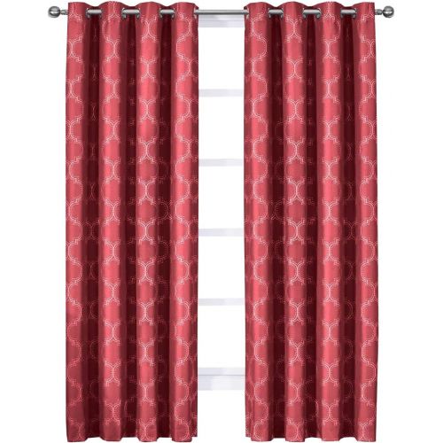  Sheetsnthings sheetsnthings Set of 2 Blackout Panels -Alana- (108 W x 108 L) Purple Woven Jacquard, Triple Pass, Thermal Isulated Grommet Top Window Curtains