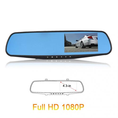  Shelpenter Car DVR Mirror Dual Camera 4.3 Dual Lens Dash Cam Recorder Full HD 720P Rearview Cameras Parking Rear View Video Camcorder