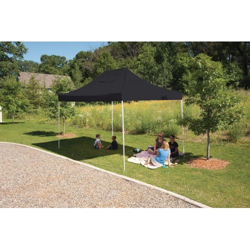  ShelterLogic Easy Set-Up 10 x 15-Feet Straight Leg 50+ UPF Protection Pop-Up Canopy with Roller Storage Bag for the Beach, Park, Tailgating, and Other Outdoor Activities, Black