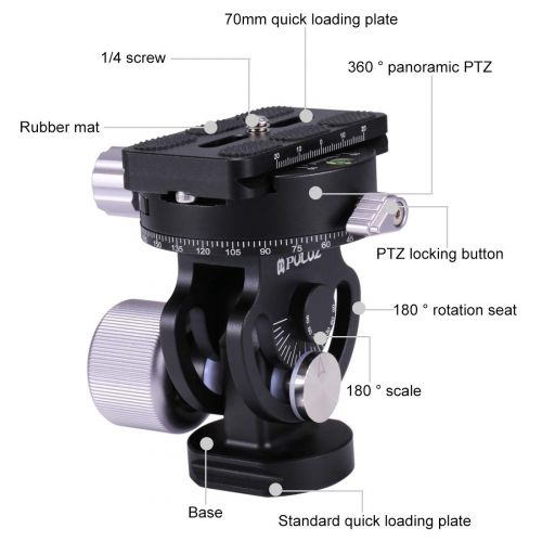  ShenBiadolr Ball Head 2-Way Pan Tilt Tripod Head Panoramic Photography Head with Quick Release Plate and 3 Bubble Level