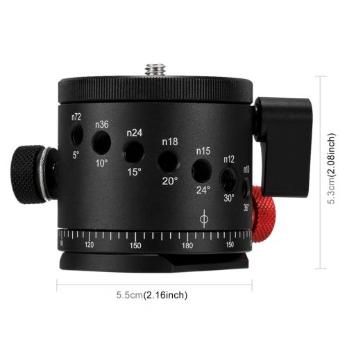  ShenBiadolr Aluminum Alloy Panoramic Indexing Rotator Ball Head for Camera Tripod Head with Quick Release Plate.