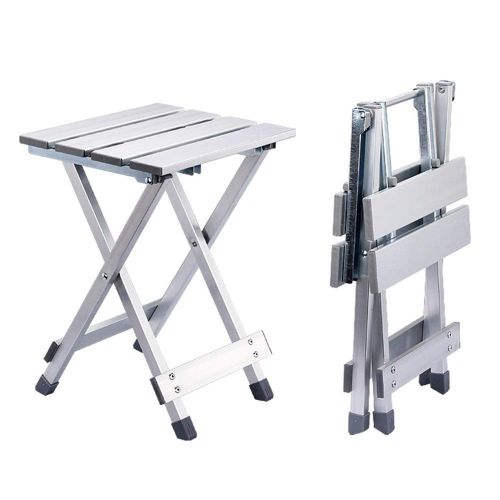  Shengjuanfeng Aluminum Alloy Stool Foldable Fishing Chair, Beach Or Camping Slacker Chair, BBQ Folding Camp Portable Stool for Outdoor Fishing Camping Hiking ,EASY to SETUP ( Color : Silver , Si