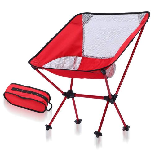  Shengjuanfeng Portable Beach Camping Compact Backpacking Portable Folding Chair with Carry Bag for Fishing Hiking Picnic Garden，Super Comfort,Easy to Setup (Color : Red+White Net)