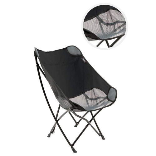  Shengjuanfeng Lightweight Camping Chair Outdoor Folding Backpacking High Back Camp Lounge Chairs with Headrest for Sports Picnic Beach Hiking Fishing,Easy to Setup (Color : Black,