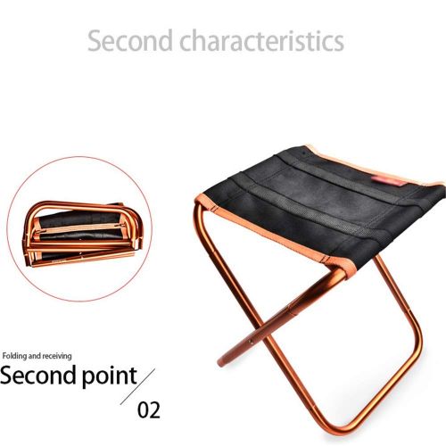  Shengjuanfeng Folding Camping Stool Chairs Lightweight Aluminum Material Mini Chair Portable Outdoor Stool for Fishing Hiking Camping Picnic,Easy to Setup (Color : Orange, Size : 2