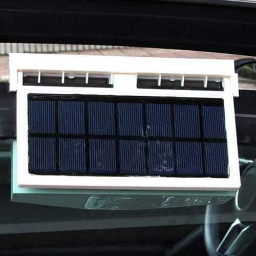  Shentesel Car Cooler Solar Powered Vehicle Window Air Vent Cooling Dual Fans Ventilator - Black