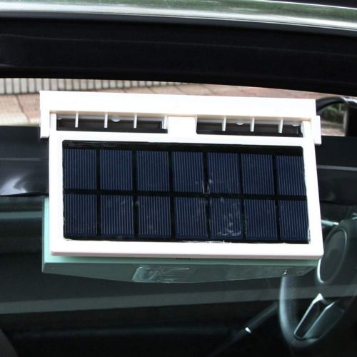  Shentesel Car Cooler Solar Powered Vehicle Window Air Vent Cooling Dual Fans Ventilator - Black