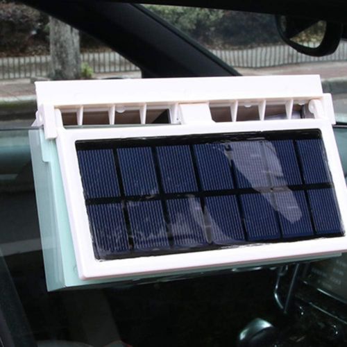  Shentesel Car Cooler Solar Powered Vehicle Window Air Vent Cooling Dual Fans Ventilator - Black