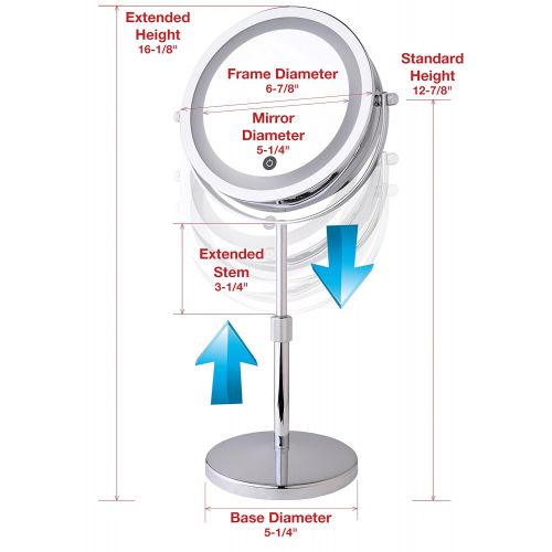  Shepherd Hardware 7 Counter Top Telescopic Battery-Powered Lighted Vanity Mirror with 5X Magnification