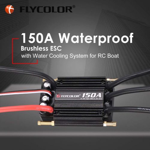  ShepoIseven Original FLYCOLOR 2-6S 150A Waterproof Brushless ESC Speed Controller for RC Boat Ship with BEC 5.5V5A Water Cooling System