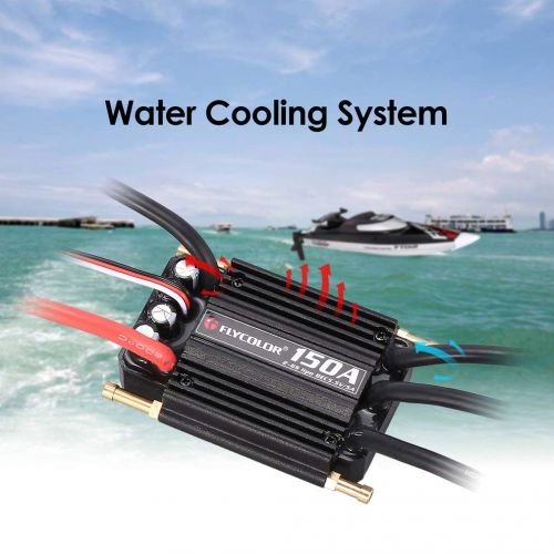  ShepoIseven Original FLYCOLOR 2-6S 150A Waterproof Brushless ESC Speed Controller for RC Boat Ship with BEC 5.5V5A Water Cooling System