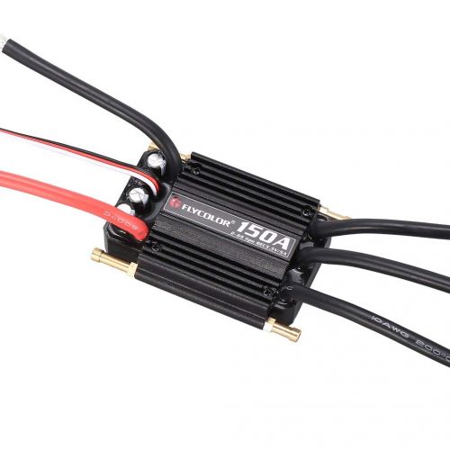  ShepoIseven Original FLYCOLOR 2-6S 150A Waterproof Brushless ESC Speed Controller for RC Boat Ship with BEC 5.5V5A Water Cooling System