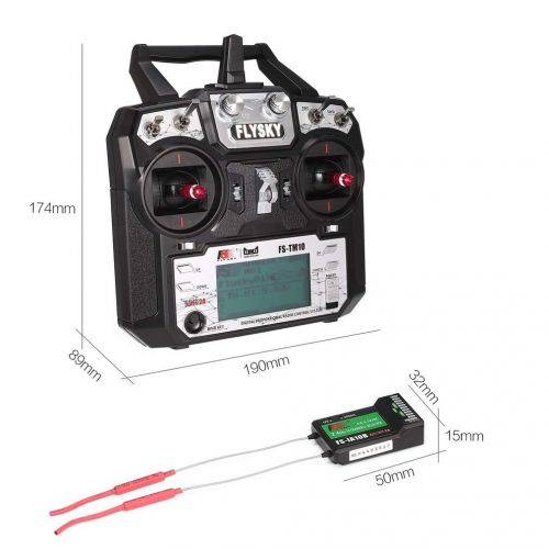  ShepoIseven Flysky FS-TM10 FS-i6X 10CH 2.4GHz AFHDS RC Transmitter Radio Model Remote Controller System with FS-IA10B Receiver