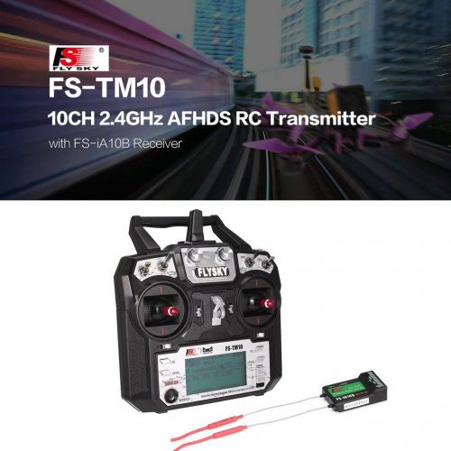  ShepoIseven Flysky FS-TM10 FS-i6X 10CH 2.4GHz AFHDS RC Transmitter Radio Model Remote Controller System with FS-IA10B Receiver