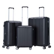 Sherrpa Shadow Luggage Set 3 Piece Expandable Spinner 20 inch 25 inch 29 inch (Black)