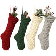 SherryDC Cable Knit Christmas Stockings, 4 Pack 18 inches Large Personalized Fireplace Hanging Stockings for Christmas Decorations