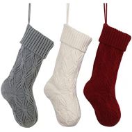 SherryDC Knit Christmas Stockings 3 Pack, 18 Inches Large Rustic Fireplace Family Stockings for Christmas Decorations