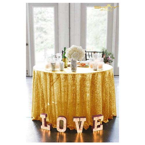  ShiDianYi Gold Sequin Tablecloth 132in Round Shiny Gold Linen Tablecloth Twinkle Twinkle Little Star Decorations 1st Birthday Girl -0919S