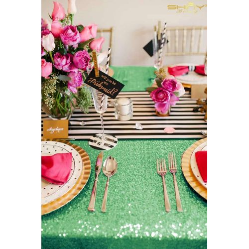  ShiDianYi Mint Sequence Tablecloth 90x132-Inch Mint Green Table Cover Mint Sequin Tablecloth Rectangle~1106E