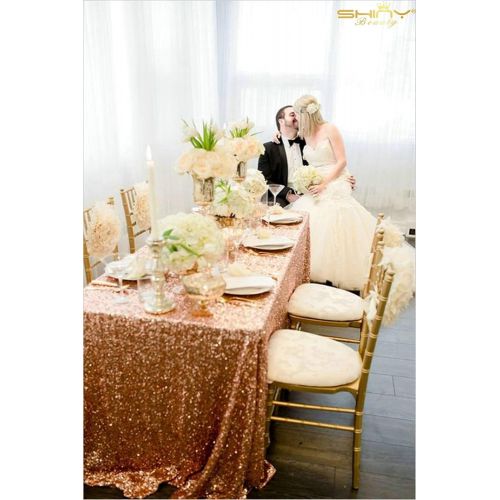  ShiDianYi Rose Gold Sequin Tablecloth, Wholesale Wedding Beautiful Rose Gold Sequin Table Cloth/Overlay /Cover (90156)