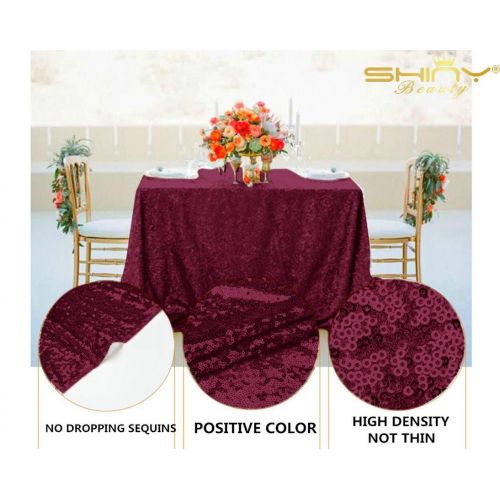  ShiDianYi Burgundy Rectangular Tablecloth 90x132 Sequin Table Cloths