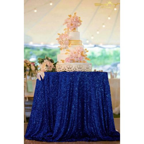  ShiDianYi Round Sequin Tablecloth Navy Blue 132Inch Backdrop Stand Navy Table Cloths for Parties -0730S