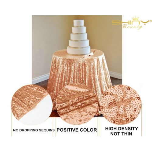  ShiDianYi 120 Rose Gold Sequin Tablecloth,Wholesale Wedding Beautiful Rose Gold Sequin Table Cloth/Overlay/Cover