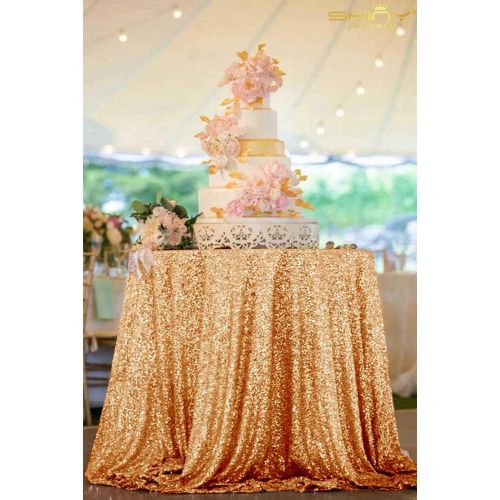  ShiDianYi 120 Rose Gold Sequin Tablecloth,Wholesale Wedding Beautiful Rose Gold Sequin Table Cloth/Overlay/Cover