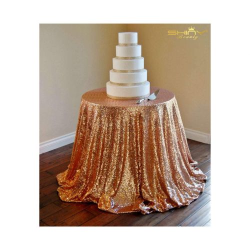  ShiDianYi 120 Rose Gold Sequin Tablecloth,Wholesale Wedding Beautiful Rose Gold Sequin Table Cloth/Overlay/Cover