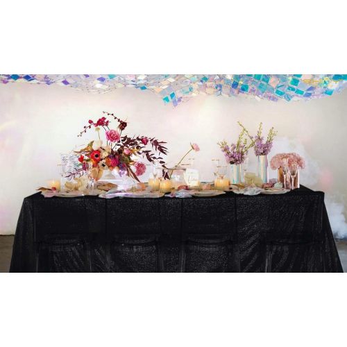  ShiDianYi ShinyBeauty Sequin Tablecloths Rectangle-90x156-Inch,Black