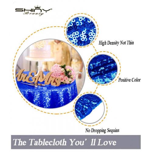  ShiDianYi Round Sequin Tablecloth Royal Blue 132Inch Backdrop Stand Blue Table Cloths for Parties -0730S