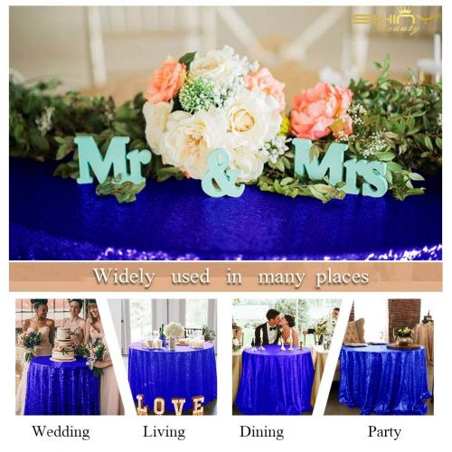  ShiDianYi Round Sequin Tablecloth Royal Blue 132Inch Backdrop Stand Blue Table Cloths for Parties -0730S