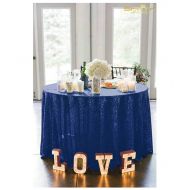 ShiDianYi Navy Blue Tablecloth 90x132-Inch Rectangle Navy Sequin Table Cloth Elegant Events ~0730S