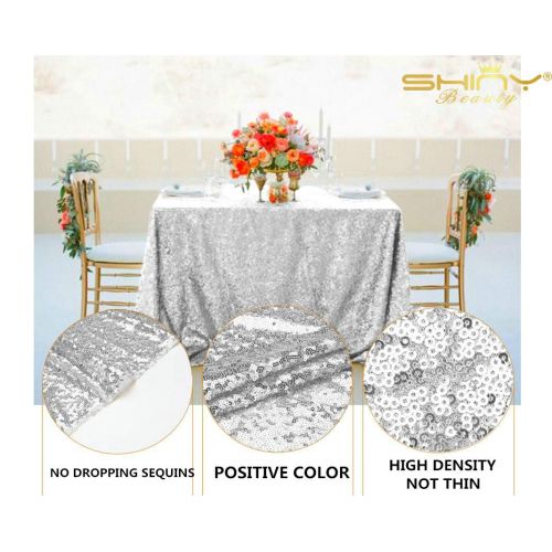  ShiDianYi Silver Tablecloth 70x70-Inch Sequin Table Cover Silver Rectangle Tablecloth