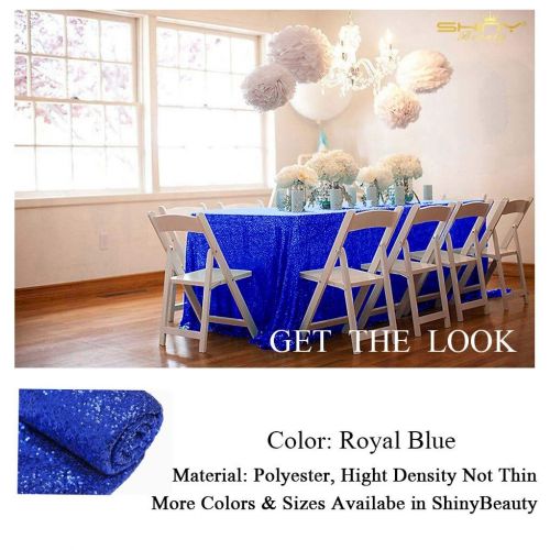  ShiDianYi Royal Blue Rectangular Tablecloth 90x132 Sequin Blue Tablecloth