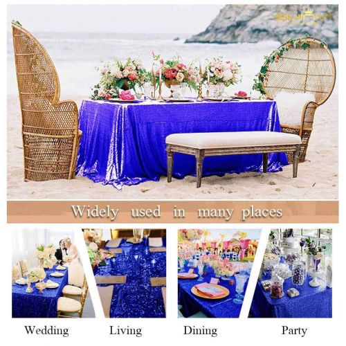  ShiDianYi Royal Blue Rectangular Tablecloth 90x132 Sequin Blue Tablecloth